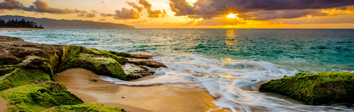 Hawaiian beach at sunset