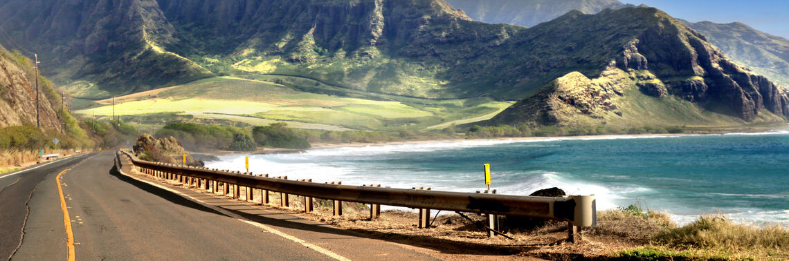 Road along the Hawaii coastline